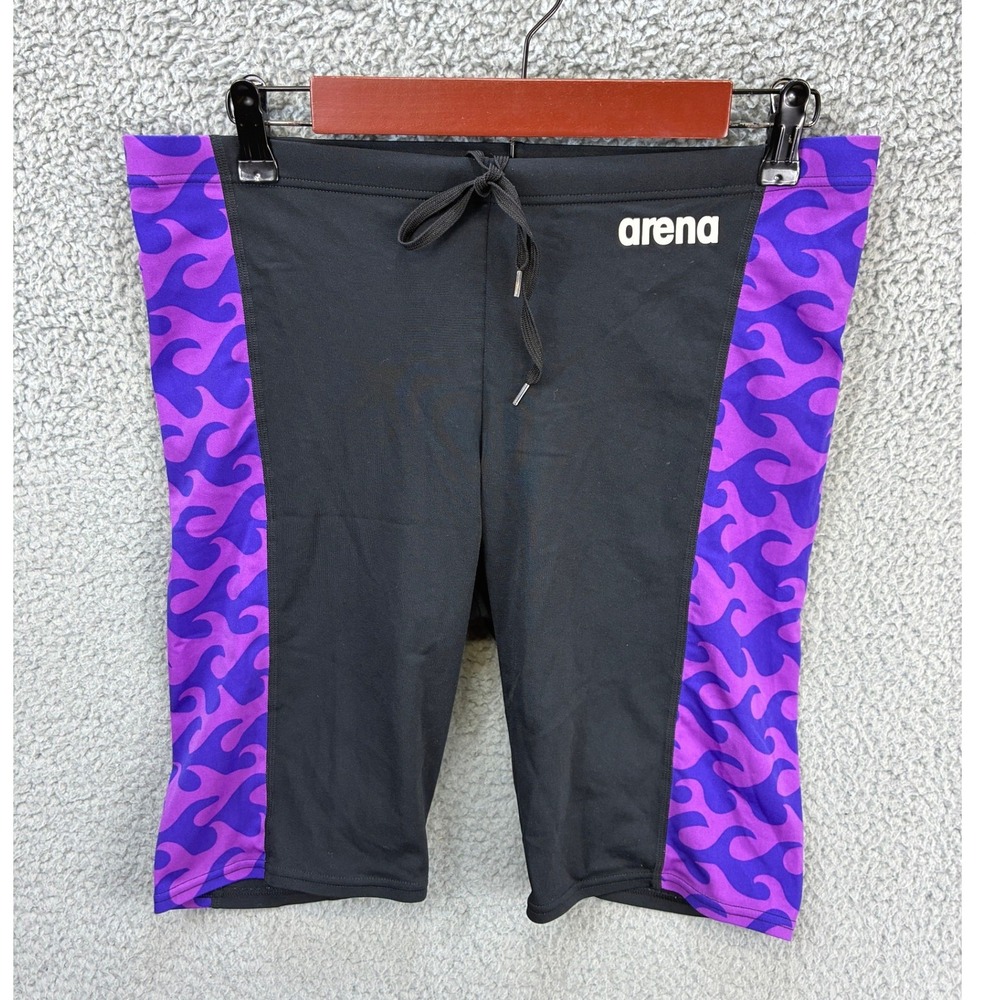 Arena Ride The Wave Swim Jammer Mens 40 Black Purple Flame Training Shorts